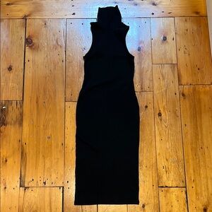 Zara Black Bodycon Midi Dress Mock Neck Cocktail